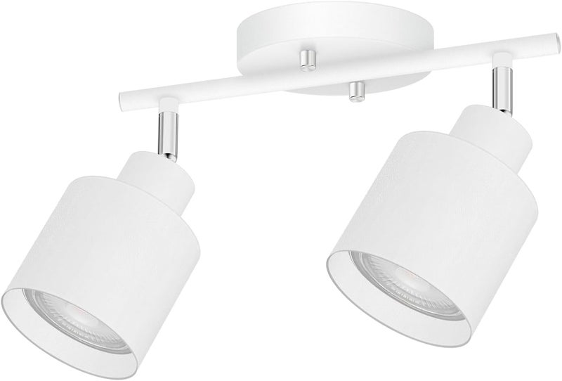 BoostArea Store 2-Light Led Track Lighting,White Ceiling Lighting Fixtures,Wall Sconces Ceiling Spotlight with Foldable Light Arms for Kitchen, Closet, Bedroom,GU10 Socket, Bulbs Not Included - Image 1